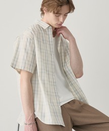 EASENCE（イーズエンス）の「【EASENCE】ストライプ ミニチェック アソート レギュラーカラー半袖シャツ<接触冷感 吸水速乾 イージーケア>（シャツ/ブラウス）」