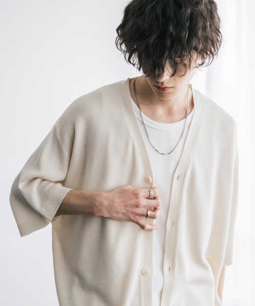 セール】C/L MESH KNIT CARDIGAN：コットン/リネン メッシュ ニット
