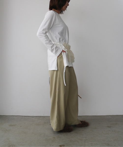 Pqran(クラン)の「フロントアシメトリ―パンツ(その他パンツ・レディース・カーキ/ベージュ/チャコール・FREE)」の16枚目の写真