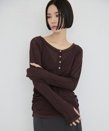 【STUDIOUS/ステュディオス】2way Sheer Cotton Long Tee/ツーウェイシアーコットンロングティー