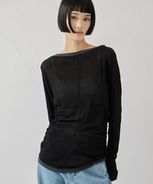 STUDIOUS | 【STUDIOUS/ステュディオス】2way Sheer Cotton Long Tee/ツーウェイシアーコットンロングティー(Tシャツ/カットソー)