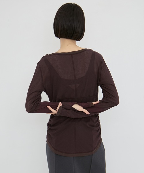 STUDIOUS（ステュディオス）の「【STUDIOUS/ステュディオス】2way Sheer Cotton Long Tee/ツーウェイシアーコットンロングティー（Tシャツ/カットソー・レディース・ブラック/セージグリーン/ブラウン・FREE）」の19枚目の写真