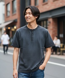 【BEN DAVIS/ベンデイビス】【最旬ヘンリーネック】スプレーブリーチ Tシャツ 古着風フェード感 肉厚・タフ