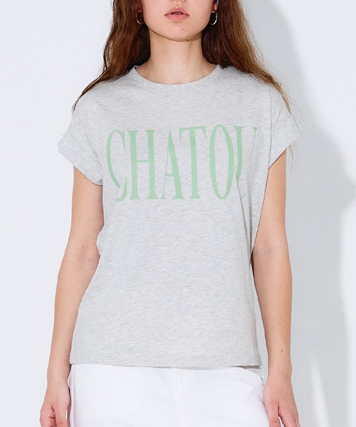 coca（coca）（コカ）の「フレンチスリーブプリントTシャツ（Tシャツ/カットソー・レディース・B/ライトピンク/ライトブルー/A/オートミール/ネイビー/チャコール/ベージュ・XL/S/M/L）」の4枚目の写真