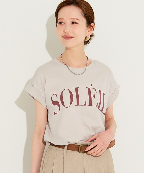 coca（coca）（コカ）の「フレンチスリーブプリントTシャツ（Tシャツ/カットソー・レディース・B/ライトピンク/ライトブルー/A/オートミール/ネイビー/チャコール/ベージュ・XL/S/M/L）」の3枚目の写真