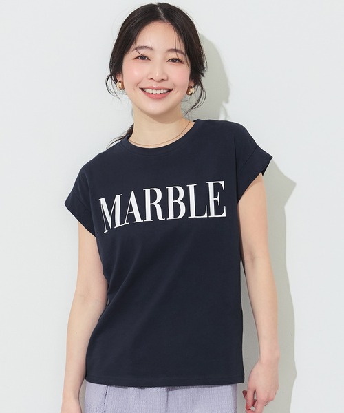 coca（coca）（コカ）の「フレンチスリーブプリントTシャツ（Tシャツ/カットソー・レディース・B/ライトピンク/ライトブルー/A/オートミール/ネイビー/チャコール/ベージュ・XL/S/M/L）」の6枚目の写真