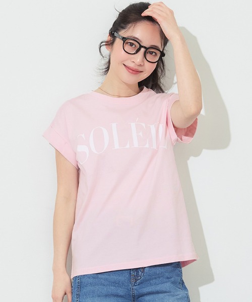 coca（coca）（コカ）の「フレンチスリーブプリントTシャツ（Tシャツ/カットソー・レディース・B/ライトピンク/ライトブルー/A/オートミール/ネイビー/チャコール/ベージュ・XL/S/M/L）」の7枚目の写真