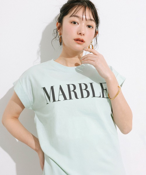 coca（coca）（コカ）の「フレンチスリーブプリントTシャツ（Tシャツ/カットソー・レディース・B/ライトピンク/ライトブルー/A/オートミール/ネイビー/チャコール/ベージュ・XL/S/M/L）」の5枚目の写真