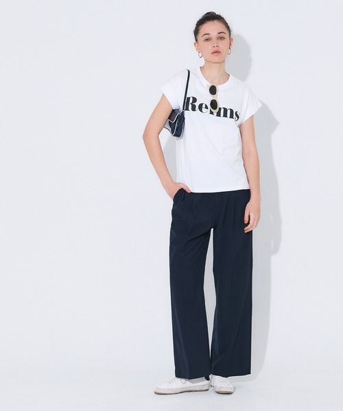 coca（coca）（コカ）の「フレンチスリーブプリントTシャツ（Tシャツ/カットソー・レディース・B/ライトピンク/ライトブルー/A/オートミール/ネイビー/チャコール/ベージュ・XL/S/M/L）」の9枚目の写真