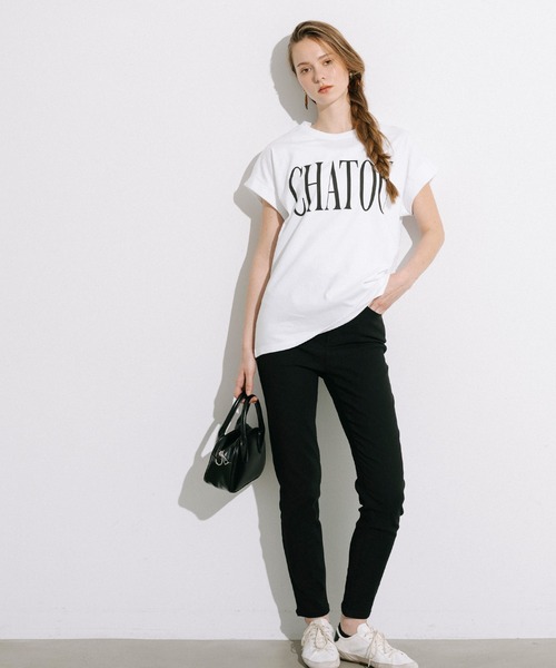 coca（coca）（コカ）の「フレンチスリーブプリントTシャツ（Tシャツ/カットソー・レディース・B/ライトピンク/ライトブルー/A/オートミール/ネイビー/チャコール/ベージュ・XL/S/M/L）」の17枚目の写真