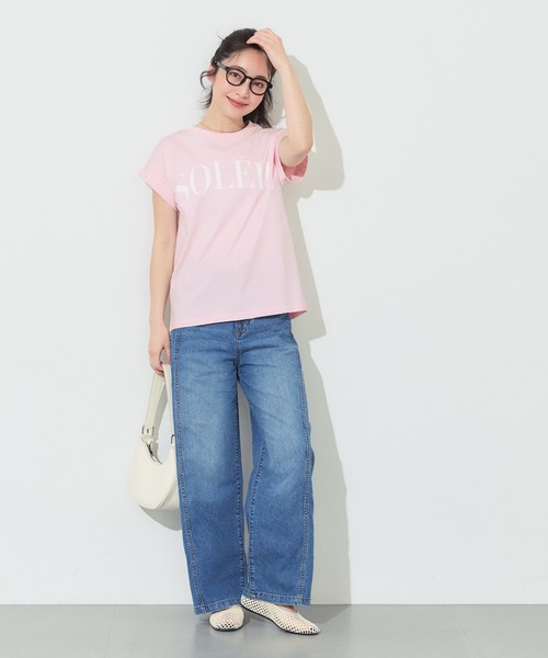 coca（coca）（コカ）の「フレンチスリーブプリントTシャツ（Tシャツ/カットソー・レディース・B/ライトピンク/ライトブルー/A/オートミール/ネイビー/チャコール/ベージュ・XL/S/M/L）」の19枚目の写真