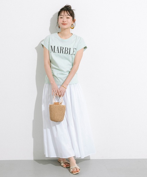 coca（coca）（コカ）の「フレンチスリーブプリントTシャツ（Tシャツ/カットソー・レディース・B/ライトピンク/ライトブルー/A/オートミール/ネイビー/チャコール/ベージュ・XL/S/M/L）」の21枚目の写真