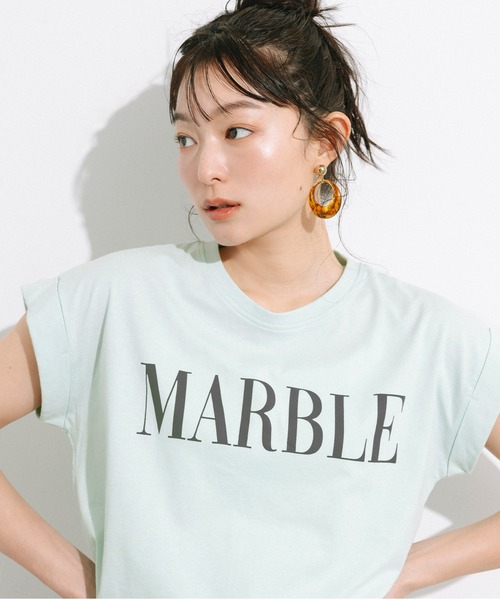 coca（coca）（コカ）の「フレンチスリーブプリントTシャツ（Tシャツ/カットソー・レディース・B/ライトピンク/ライトブルー/A/オートミール/ネイビー/チャコール/ベージュ・XL/S/M/L）」の22枚目の写真