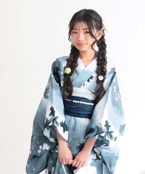 簡単着付け】ガールズ 浴衣 セパレート ワンピース 子供浴衣セット