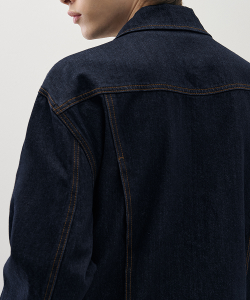 DRAW FIT（ドローフィット）の「ウォッシングリラックスデニムトラッカージャケット[DARK BLUE]（デニムジャケット・メンズ・その他・M/L/XL）」の3枚目の写真