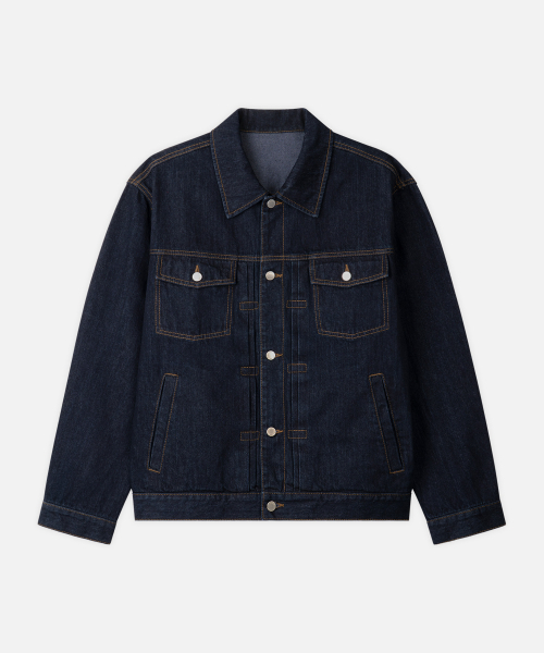 DRAW FIT（ドローフィット）の「ウォッシングリラックスデニムトラッカージャケット[DARK BLUE]（デニムジャケット・メンズ・その他・M/L/XL）」の4枚目の写真