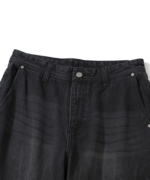 KNITTED（ニッティド）の「カーブドワイドデニムパンツ ウォッシングブラック（デニムパンツ・レディース・その他・M/XL）」の2枚目の写真