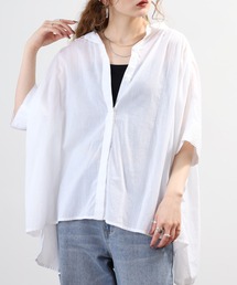 BRODIAEA コットンシアーブラウス 半端袖