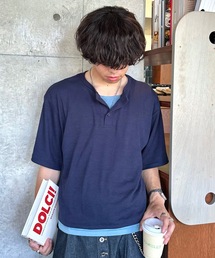レイヤードライクショートヘンリーTシャツ