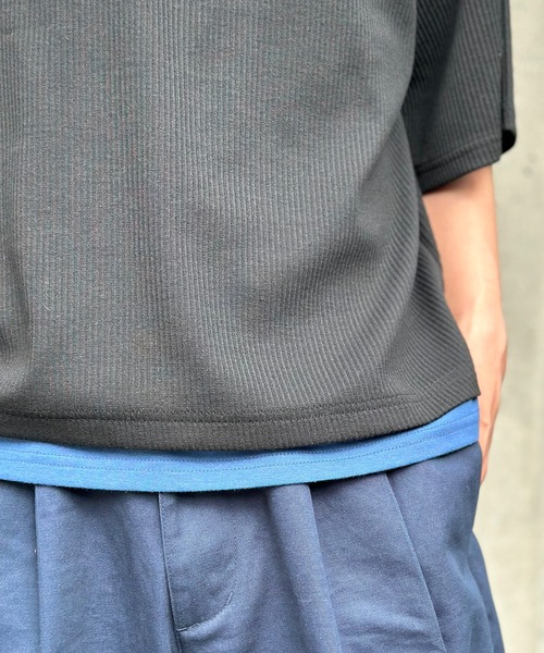 MandO（エムオー）（エムオー）の「レイヤードライクショートヘンリーTシャツ（Tシャツ/カットソー・メンズ・ネイビー/オフホワイト/ブラック・LARGE/MEDIUM）」の10枚目の写真
