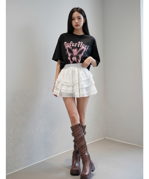 Mela(メラ)の「オーバーサイズグラフィックTシャツ(Tシャツ/カットソー・レディース・ホワイト/ブラック・M/L)」の10枚目の写真