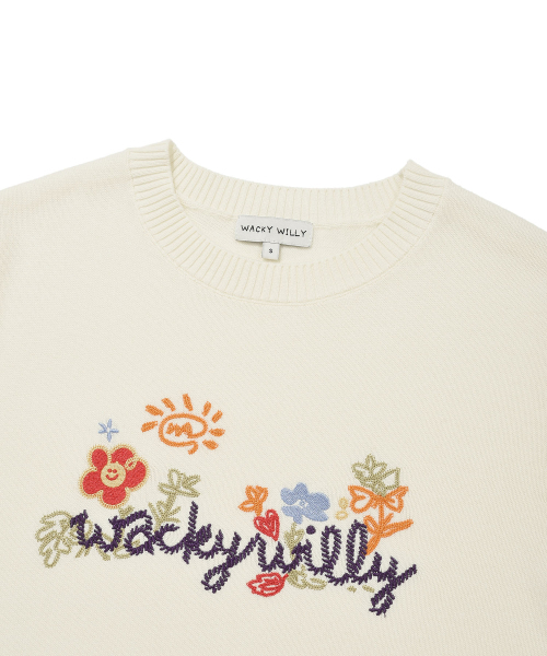 Wacky WiLLy(ワッキーウィリー)の「ウィメンズ刺繍グラフィック半袖ニットクリーム(ニット/セーター・レディース・その他・SMALL/MEDIUM)」の4枚目の写真