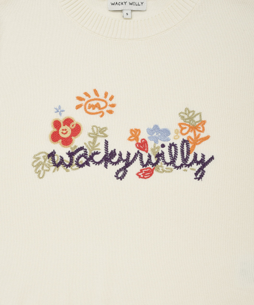 Wacky WiLLy(ワッキーウィリー)の「ウィメンズ刺繍グラフィック半袖ニットクリーム(ニット/セーター・レディース・その他・SMALL/MEDIUM)」の5枚目の写真