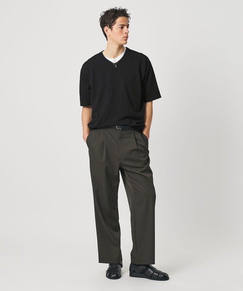 BEAUTY&YOUTH UNITED ARROWS(ビューティーアンドユースユナイテッドアローズ)の「KNITEE クリンプコットン Vネック ニット Tシャツ ウォッシャブル(ニット/セーター・メンズ・ブラック/ナチュラル・L/S/M/XL)」の13枚目の写真