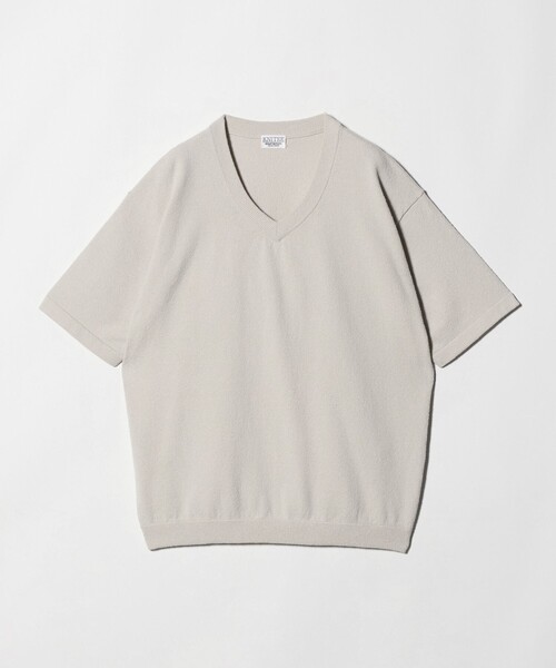 BEAUTY&YOUTH UNITED ARROWS(ビューティーアンドユースユナイテッドアローズ)の「KNITEE クリンプコットン Vネック ニット Tシャツ ウォッシャブル(ニット/セーター・メンズ・ブラック/ナチュラル・L/S/M/XL)」の9枚目の写真