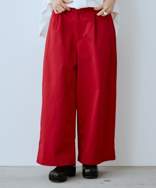 manana suerte（マニャーナスエルテ）の「チノワイドパンツ（チノパンツ・レディース・レッド/カーキ/ブラック・FREE）」の3枚目の写真