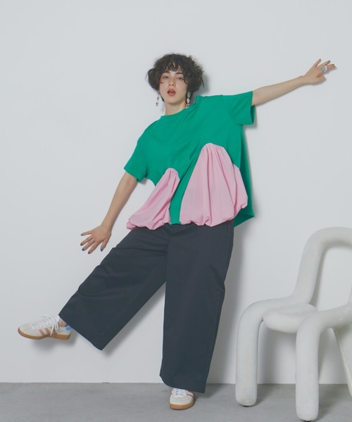 manana suerte（マニャーナスエルテ）の「チノワイドパンツ（チノパンツ・レディース・レッド/カーキ/ブラック・FREE）」の5枚目の写真
