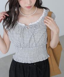 ◆2WAYオフショルチェックブラウス