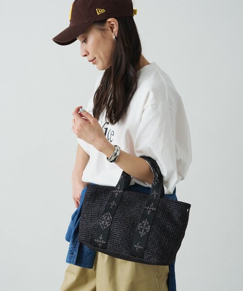 russet(ラシット)の「ナイロンラフィアデイリーミニトートバッグ(トートバッグ・レディース・ブラック/ダークブラウン/アイボリー・FREE)」の2枚目の写真