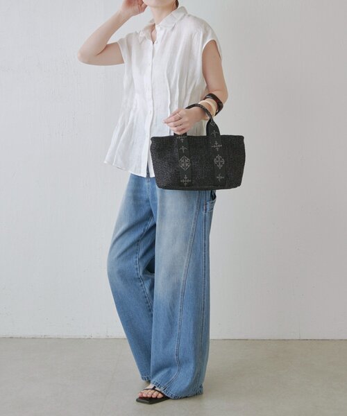 russet(ラシット)の「ナイロンラフィアデイリーミニトートバッグ(トートバッグ・レディース・ブラック/ダークブラウン/アイボリー・FREE)」の17枚目の写真