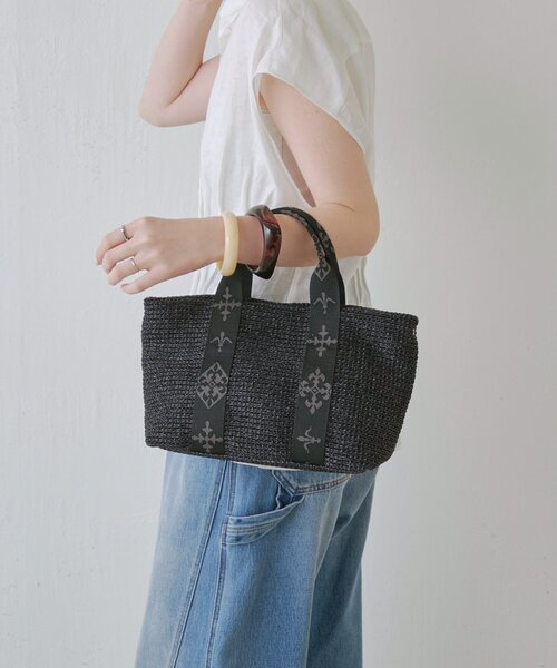 russet(ラシット)の「ナイロンラフィアデイリーミニトートバッグ(トートバッグ・レディース・ブラック/ダークブラウン/アイボリー・FREE)」の14枚目の写真