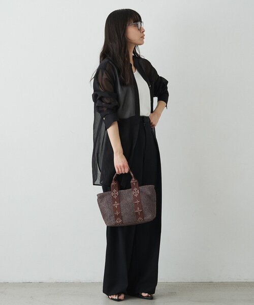 russet(ラシット)の「ナイロンラフィアデイリーミニトートバッグ(トートバッグ・レディース・ブラック/ダークブラウン/アイボリー・FREE)」の8枚目の写真