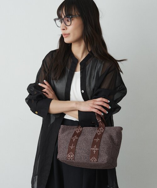 russet(ラシット)の「ナイロンラフィアデイリーミニトートバッグ(トートバッグ・レディース・ブラック/ダークブラウン/アイボリー・FREE)」の7枚目の写真