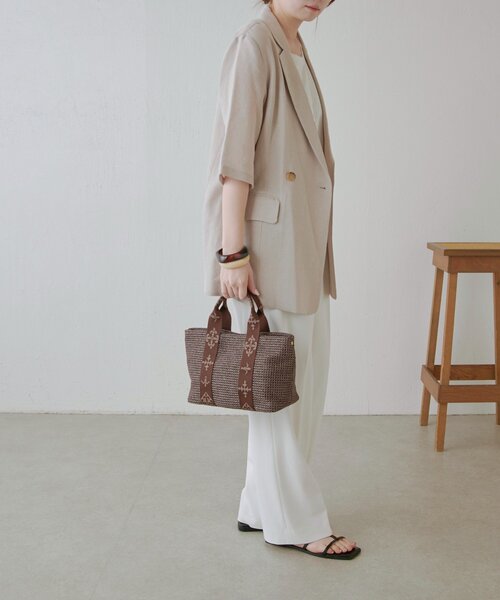 russet(ラシット)の「ナイロンラフィアデイリーミニトートバッグ(トートバッグ・レディース・ブラック/ダークブラウン/アイボリー・FREE)」の5枚目の写真