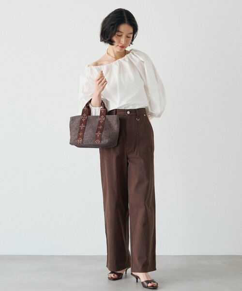 russet(ラシット)の「ナイロンラフィアデイリーミニトートバッグ(トートバッグ・レディース・ブラック/ダークブラウン/アイボリー・FREE)」の9枚目の写真