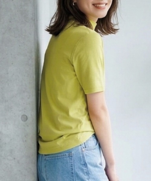 Belta attrice(ベルタアトリーチェ)の「【汗冷え防止 】強撚コットン100 モックネック 半袖 フライスTシャツ / 薄手 インナー カットソー(Tシャツ/カットソー・レディース・イエロー/ラベンダー/ピンク/ダークネイビー/ホワイト/オレンジ/ミント/ライトピンク/ライトブルー・FREE/M~L/フリー)」の13枚目の写真