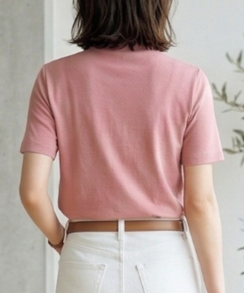 Belta attrice(ベルタアトリーチェ)の「【汗冷え防止 】強撚コットン100 モックネック 半袖 フライスTシャツ / 薄手 インナー カットソー(Tシャツ/カットソー・レディース・イエロー/ラベンダー/ピンク/ダークネイビー/ホワイト/オレンジ/ミント/ライトピンク/ライトブルー・FREE/M~L/フリー)」の17枚目の写真