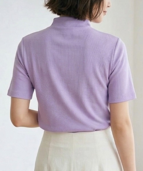 Belta attrice(ベルタアトリーチェ)の「【汗冷え防止 】強撚コットン100 モックネック 半袖 フライスTシャツ / 薄手 インナー カットソー(Tシャツ/カットソー・レディース・イエロー/ラベンダー/ピンク/ダークネイビー/ホワイト/オレンジ/ミント/ライトピンク/ライトブルー・FREE/M~L/フリー)」の21枚目の写真