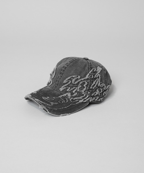 MAISON SPECIAL(メゾンスペシャル)の「《UNISEX》Fade Motif Damaged Tribal Pattern 6P Cap/フェードモチーフダメージトライバルパターン6Pキャップ【MAISON SPECIAL/メゾンスペシャル】(キャップ・メンズ・ダークブラック・FREE)」の4枚目の写真