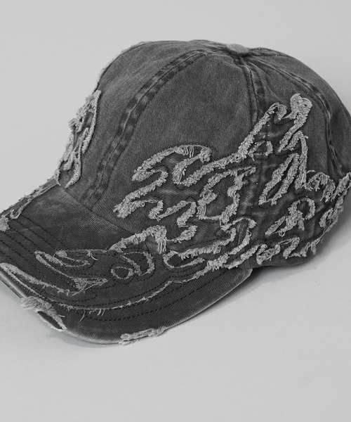 MAISON SPECIAL(メゾンスペシャル)の「《UNISEX》Fade Motif Damaged Tribal Pattern 6P Cap/フェードモチーフダメージトライバルパターン6Pキャップ【MAISON SPECIAL/メゾンスペシャル】(キャップ・メンズ・ダークブラック・FREE)」の6枚目の写真