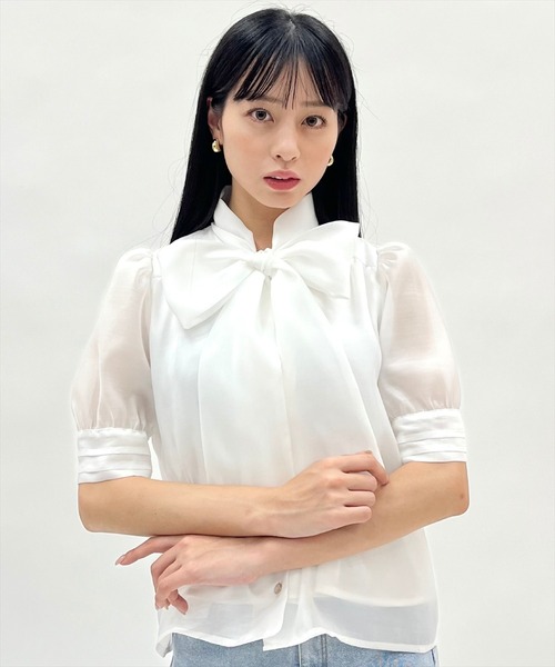 WILLSELECTION(ウィルセレクション)の「ピンタックカフスリボンタイブラウス(シャツ/ブラウス・レディース・ブルー/オフホワイト/ピンク・FREE)」の17枚目の写真