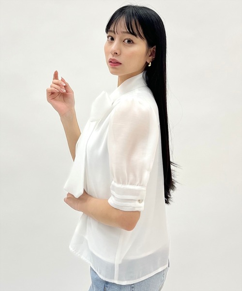 WILLSELECTION(ウィルセレクション)の「ピンタックカフスリボンタイブラウス(シャツ/ブラウス・レディース・ブルー/オフホワイト/ピンク・FREE)」の18枚目の写真