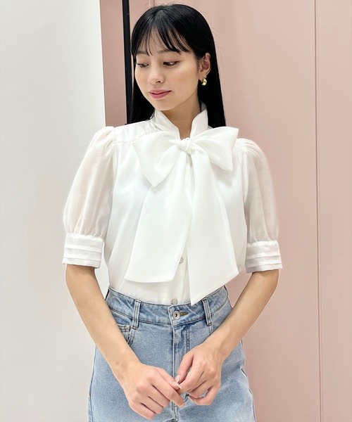 WILLSELECTION(ウィルセレクション)の「ピンタックカフスリボンタイブラウス(シャツ/ブラウス・レディース・ブルー/オフホワイト/ピンク・FREE)」の16枚目の写真