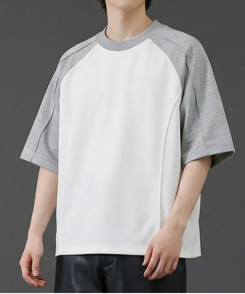 revertical(リバーティカル)の「バイカラー ラグランスリーブ クルーネックTシャツ/配色切替 半袖カットソー(Tシャツ/カットソー・メンズ・グレー/ブラック/ブラウン・MEDIUM/LARGE)」の3枚目の写真