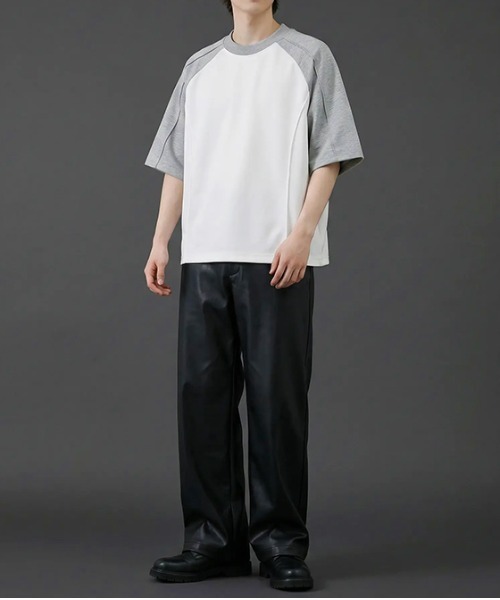revertical(リバーティカル)の「バイカラー ラグランスリーブ クルーネックTシャツ/配色切替 半袖カットソー(Tシャツ/カットソー・メンズ・グレー/ブラック/ブラウン・MEDIUM/LARGE)」の11枚目の写真