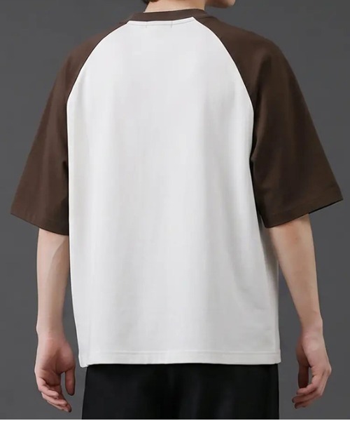 revertical(リバーティカル)の「バイカラー ラグランスリーブ クルーネックTシャツ/配色切替 半袖カットソー(Tシャツ/カットソー・メンズ・グレー/ブラック/ブラウン・MEDIUM/LARGE)」の14枚目の写真